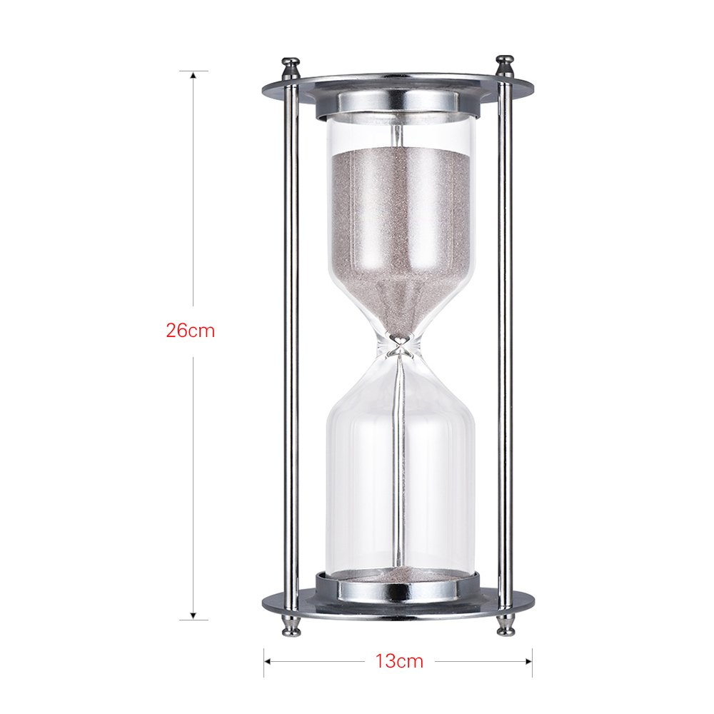 Hourglass『60 Minutes 』Sand Timer,KHTD Metal Sandglass One Hour Glass