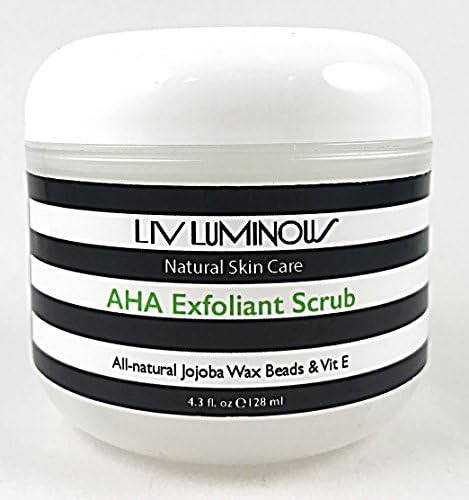 AHA Exfoliant Scrub for Face by Liv Luminous - 4 fl. oz. with Jojoba Wax Beads, Glycolic Acid, and Vitamin E for Radiant and Younger Looking Skin