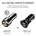 Car Charger 36W Fast Charging, JSAUX All Metal Dual USB QC 3.0 Cigarette Lighter Adapter with USB-C Cable[3.3ft] Compatible with Samsung Galaxy S10/S9/S8 Plus, Note 9/8, iPhone 7/8 Plus/X/XR/XS-Black