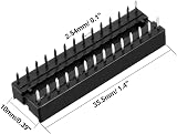 sourcing map 20pcs DIP IC Socket Solder Type 2.54mm 28 Pin 7.62mm Row Pitch view 2