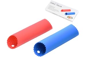 [Upgraded Version] Maxracy 2 Set Silicone Garlic Peeler Easy Roller Peeling Tube Odor Free Useful Kitchen Tool—Color: Red, Bl