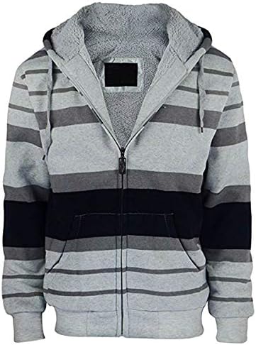 Urimoser Hoodies for Men Zip Up Stripe Design Heavy Fleece Lined Sweatshirts