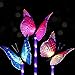 Solarmart Outdoor Garden Solar Lights - 3 Pack Fiber Optic Butterfly Solar Powered Lights, Color Changing LED Solar Stake Lights, with a Purple LED Light Stake for Garden, Patio, Backyard