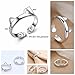 Showfay Cute Kitten Cat Ring Set 925 Sterling Silver Adjustable Finger Ring Opal Cat Earring for Girls