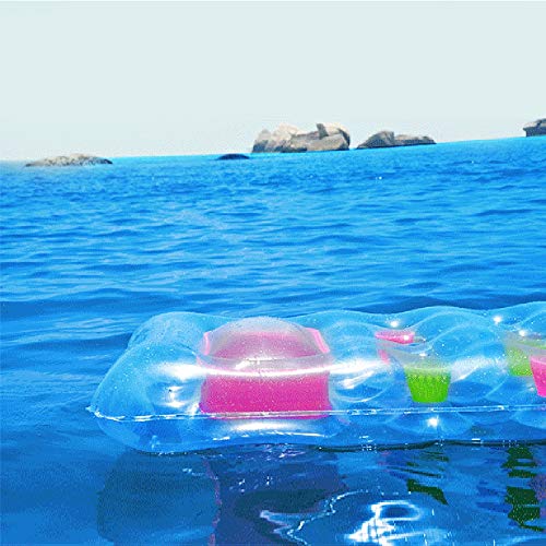 Floating Lounger Swimming Pool Float, Clear Inflatable Air Mat Pillow Bed, Comfortable Hammock Island Rafts with Air Cushion 71" 28" for Ages 6+,Blue