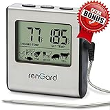 RenGard RG-16 Cooking Digital Meat Probe Thermometer with Alarm and Stainless Steel Temperature Probe - Instant Read Barbecue Smoker Grill Oven Thermometer - Bring the flavor of deluxe recipes to you!