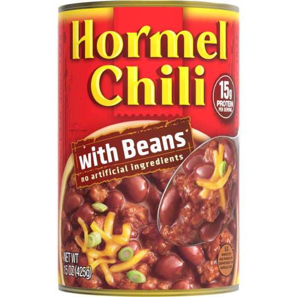HORMEL CHILI WITH BEANS, NO ARTIFICIAL INGREDIENTS, 15 OZ