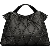 SportsWell Quilted Puffer Tote Bag for Women Crossbody Bags Purse with Shoulder Strap