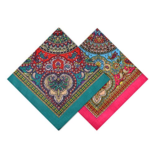 100% Cotton Bandanas Headbands Cute Square Handkerchiefs,6 Pack