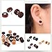 3 Pairs/Pack Wood Cheater Fake Ear Plugs Gauges Illusion Screw Stud Earrings for Men and Women