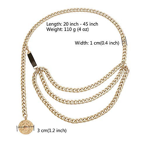 Juland Multilayer Alloy Waist Chain Body Chain for Women Golden Waist Belt Pendant Belly Chain Adjustable Body Harness for Jeans Dresses - Crab - Thumbnail 3