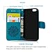 SUPWALL Compatible with iPhone 6 6S Wallet Case, iPhone 6 6S Case PU Leather Embossed Mandala Florals TPU Cover Magnetic Detachable Wallet Card Slots Wrist Strap Case for iPhone 6 6S 4.7 inch Blue
