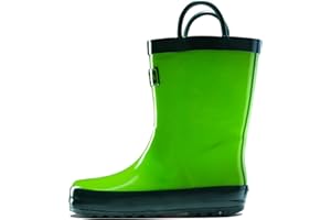 Freemori Kids Toddler Rain Boots for Boys Baby Infant Youth Rainboots for Girls Raining Boots Outdoor Water Shoes Handmade Natural Rubber Children Muck Boots with Easy-On Handles