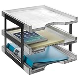 MyGift 3-Tier Vintage White Wood & Metal Document Tray