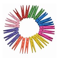 TTOYOUU Set of 72pcs Wooden Colorful Spring Clothespins Photo Peg Pin Clips (1.8") (Multicolor)