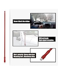 Para Jeep Wrangler TJ 1997 2006 accesorios, 13 inch 36.1 yard Sustitución de la antena de metal señal de radio AM FM (Negro), 13 pulgadas, Rojo