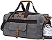 BLUBOON Weekender Overnight Duffel Bag with Shoes Compartment for Women Men Canvas Weekend Travel Tote Carry On Bag (Gray)