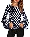 ZANZEA Women's Polka Dot Layered Ruffle Long Sleeve Crew Neck Elegant Tee Top Blouse Blue 1 US 10