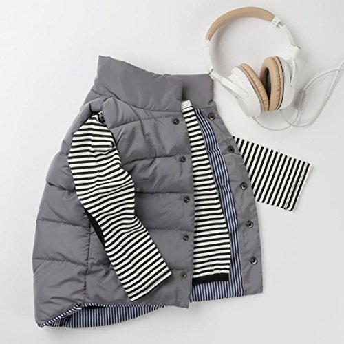 Baby Outerwear Vest Jacket ,Kintaz Baby Boy Girl Solid Color Single Breasted High Neck Padded Vests Warm Puff Waistcoat (Gray, Size:4T)