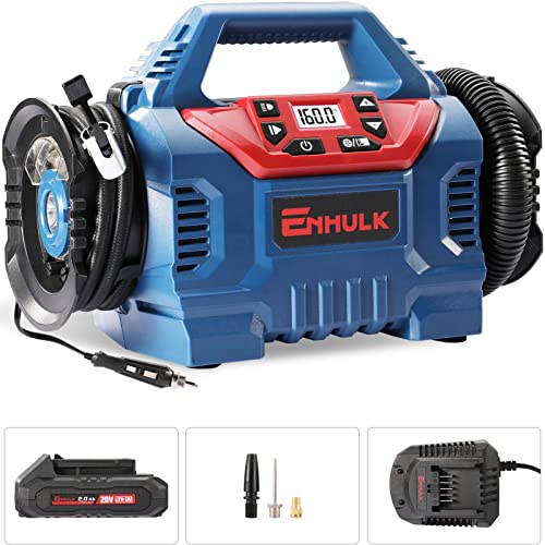 Enhulk Cordless Tire Inflator Air Compressor 20V Rechargeable Battery