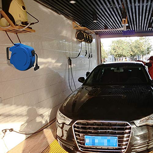 ZEMANOR Retractable Extension Cord Reel,50FT Retractable Cable,Alert Stamping,180°Swivel