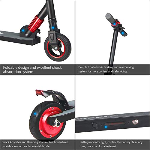 Ksruee Electric Scooter Ultra-Lightweight Foldable Electric Kick Scooter Sturdy Tough and Smooth to Ride Huffy Scooters for Kids and Adults (red)