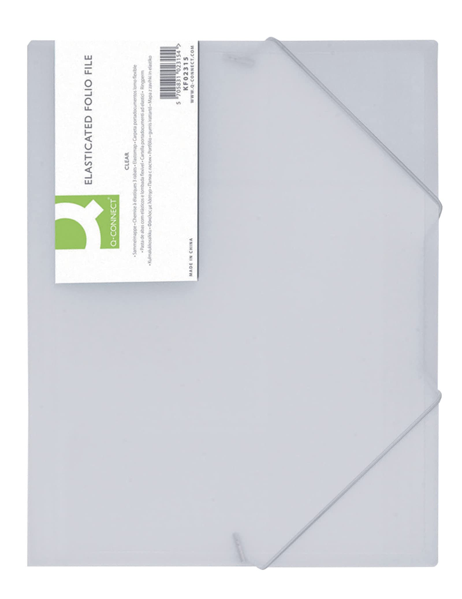 Q-Connect Elasticated Folder 3 Flap A4 Clear KF02315