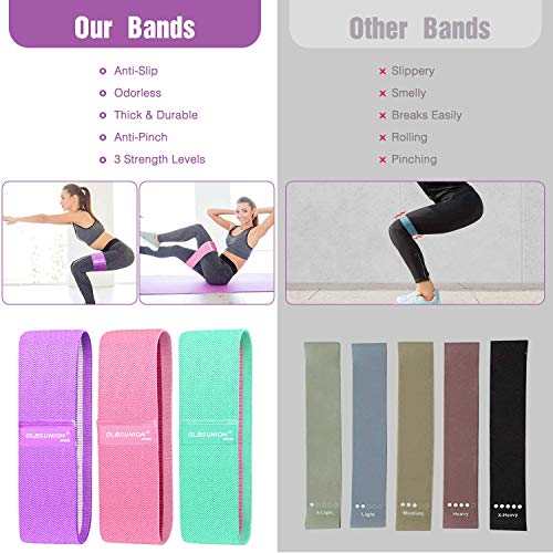 GLBSUNION Resistance Bands for Legs and Butt Exercise Bands - Non Slip Elastic Booty Bands, 3 Levels Workout Bands Women Sports Fitness Band for Squat Glute Hip Training Yoga