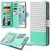ULAK Flip Wallet Case for iPhone 6 Plus / 6S Plus 5.5 inch, Folio PU Leather Wallet Case with Multi Credit Card Holders Pockets Magnetic Closure Cover Wrist Strap, Mint Minimal Stripes