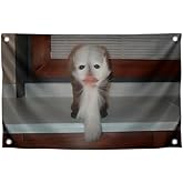 3x5 Feet Animals Meme Flag with Four Brass Grommets - Single Sided Funny Pets Meme Wall Party Decoration - Polyester Banner for Decor Student Bedroom or College - Decorative Flags for Indoor