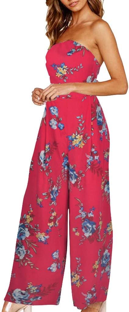 Cardigo Fashion Women Holiday Wide Leg Pants Long Jumpsuit Backless Strappy Playsuit