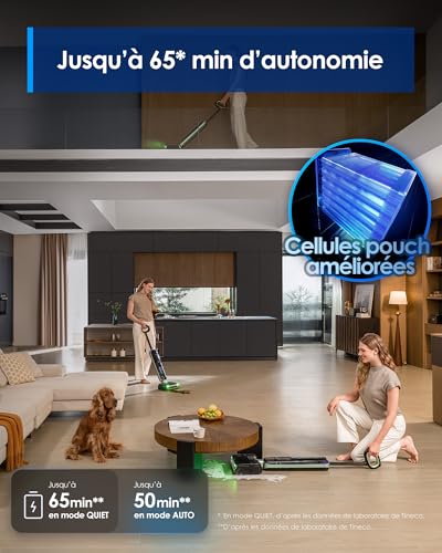 Tineco Floor One S7 Master Vacuum Cleaner, StreakFree Squeegee, Ultra-Thin Thickness of 10 cm, DustReveal Green Lamp at 150°, Suction 23 kPa, FlashDry