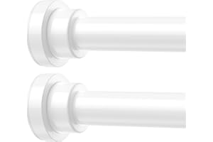SISELBA 2 Pack Adjustable Tension Curtain Rods 32 to 64 Inches, Stainless Steel Shower Curtain Rods Spring Tension, No Drilling 7/8" Tension Rods for Window, Bathroom, Doorway, Room Divider, White