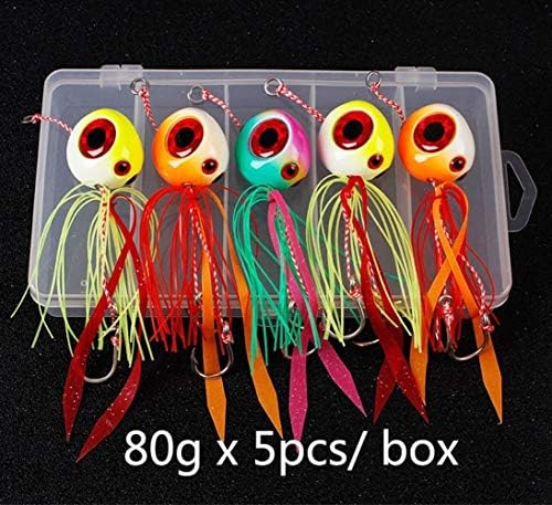HAIYUGUAGAO 5pcs Fishing Baits Jig Sinker Lead Jigging Lures Saltwater Tai Rubbers Red Snapper Lures with Box Topwater Baits for Fishing