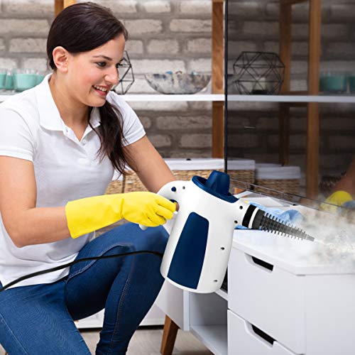 MOSCHE Handheld Pressurized Steam Cleaner with 9-Piece Accessory Set, - Multi-Purpose Multi-Surface All Natural, Chemical-Free Steam Cleaning Home, Auto, Patio, More(Deep Blue)