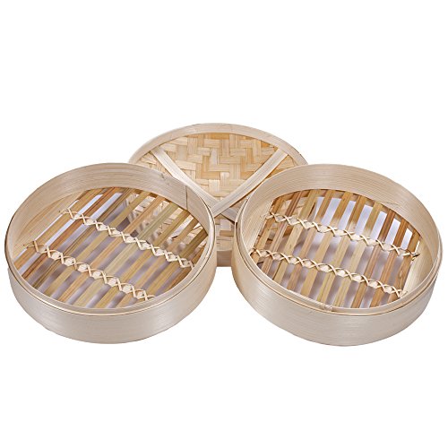 Premium 2 Tier Non-stick Bamboo Steamer - A Deluxe Asian Steamer by Saint Germain Bakery
