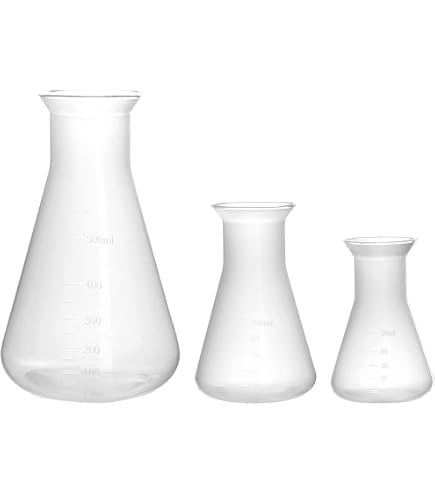 Lot De 6 Fioles Erlenmeyer Eisco Labs 500ml - Col Large, Verre Borosilicate, Conforme ASTM, Neuf