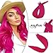 RUNATURE 20inch Hair Extensions Tape-ins 10pcs 25g Tape on Human Hair Hot Pink Color Fashion Girls Seamless Hair Extensions for Partythumb 1