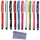 Wisdompro® 10 Pack Stylus Bundle of 4.2-inch Colorful Universal Styli Pens for Capacitive Touch Screen iPads, Tablets, iPhones, Samsung Galaxy Note /Tab and more - Carved Flowers