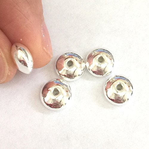 5pcs x Sterling Silver Saucer Beads Seamless Rondelle Spacer Beads 8mm x 5mm #SS53-BB
