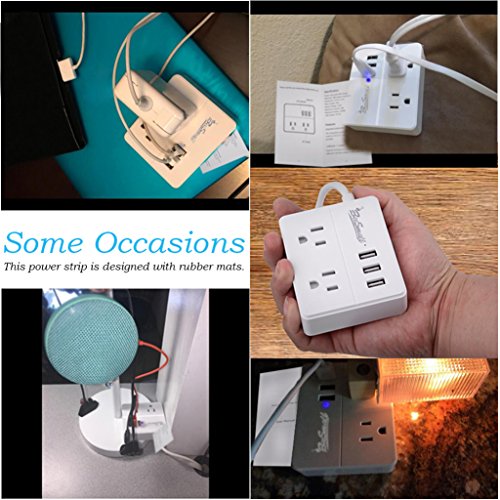 image for Beesmall Portable 2 Outlet Power Strip Heavy Duty Extension Cord Trave