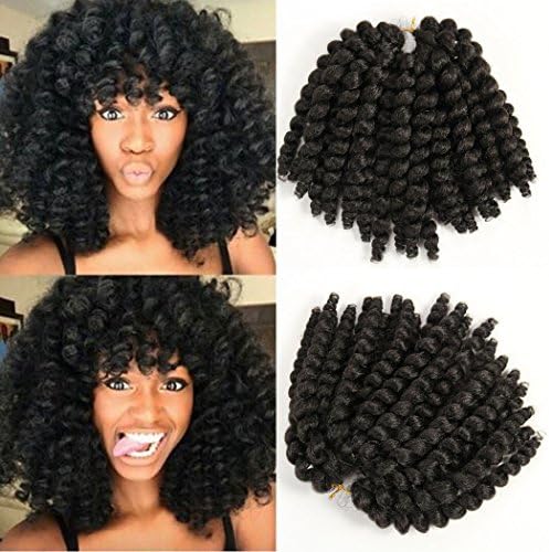 6 packs Black Jumpy Wand Curl Synthetic Hair Extension African Collection Crochet Braid 2X Ringlet Wand Curl Hair
