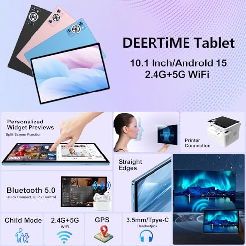 Android 15 Tablet, 30GB RAM 128GB ROM 2TB TF, 2026 Electronics Tablets 10 Inch 8000mAh with Keyboard Mouse, 2.0GHz, 5G WiFi, BT 5.0, GMS Certified, Incell Display, Gemini AI - Blue