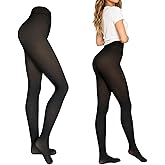 Pocleanyo Fleece Lined Tights Women, Sheer Warm Pantyhose Fake Translucent Leggings, Winter Thermal Thick Tights for Women