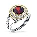 Bling Jewelry Sterling Silver Round Simulated Garnet CZ Double Cable Ring