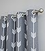 HLC.ME Arrow Printed Blackout Room Darkening Thermal Grommet Window Curtain Drape Panels for Bedroom - Set of 2 - Grey - 84