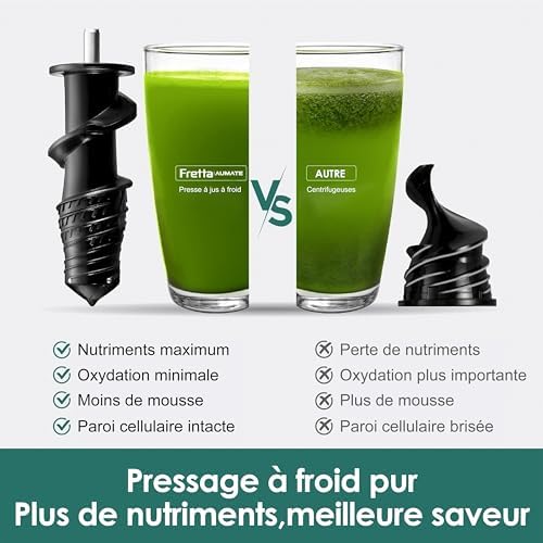Extracteur de Jus Presse à Froid 76 mm Grande Goulotte (Noir)