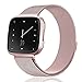 Maledan Metal Bands Replacement Compatible with Fitbit Versa, Stainless Steel Milanese Accessories Bracelet Strap Band with Magnet Lock for Women Men, Rose Gold, Small