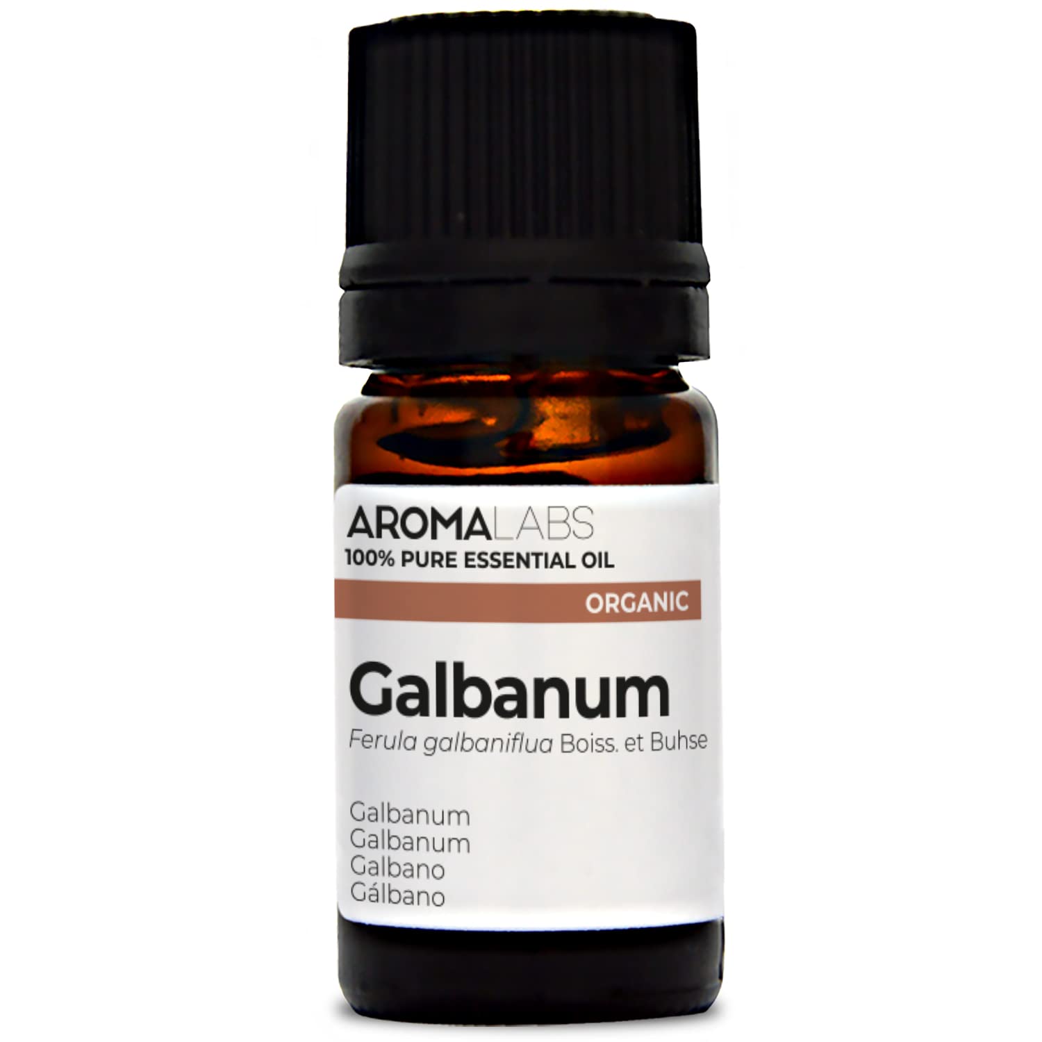 BIO - Galbanum Essential Oil - 5mL - 100% Pure, Natural, Chemotyped and AB/Cosmos Certified - AROMA LABS (French Brand)