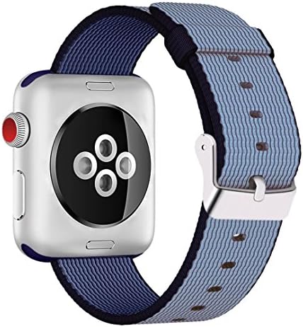 Yichan Woven Nylon Fabric Wrist Strap Replacement Band with Classic Square Stainless Steel Buckle for Apple iWatch Series 1 / 2 / 3,Sport &amp; Edition,38mm,Navy Tahoeblue